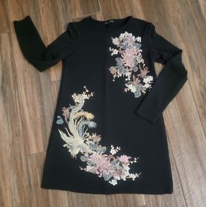 ZARA Front APPLIQUE Dress Size S